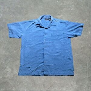 ☀️ Vintage Anchor Blue Casual Short Sleeve Button Down Shirt Mens Size M Blue